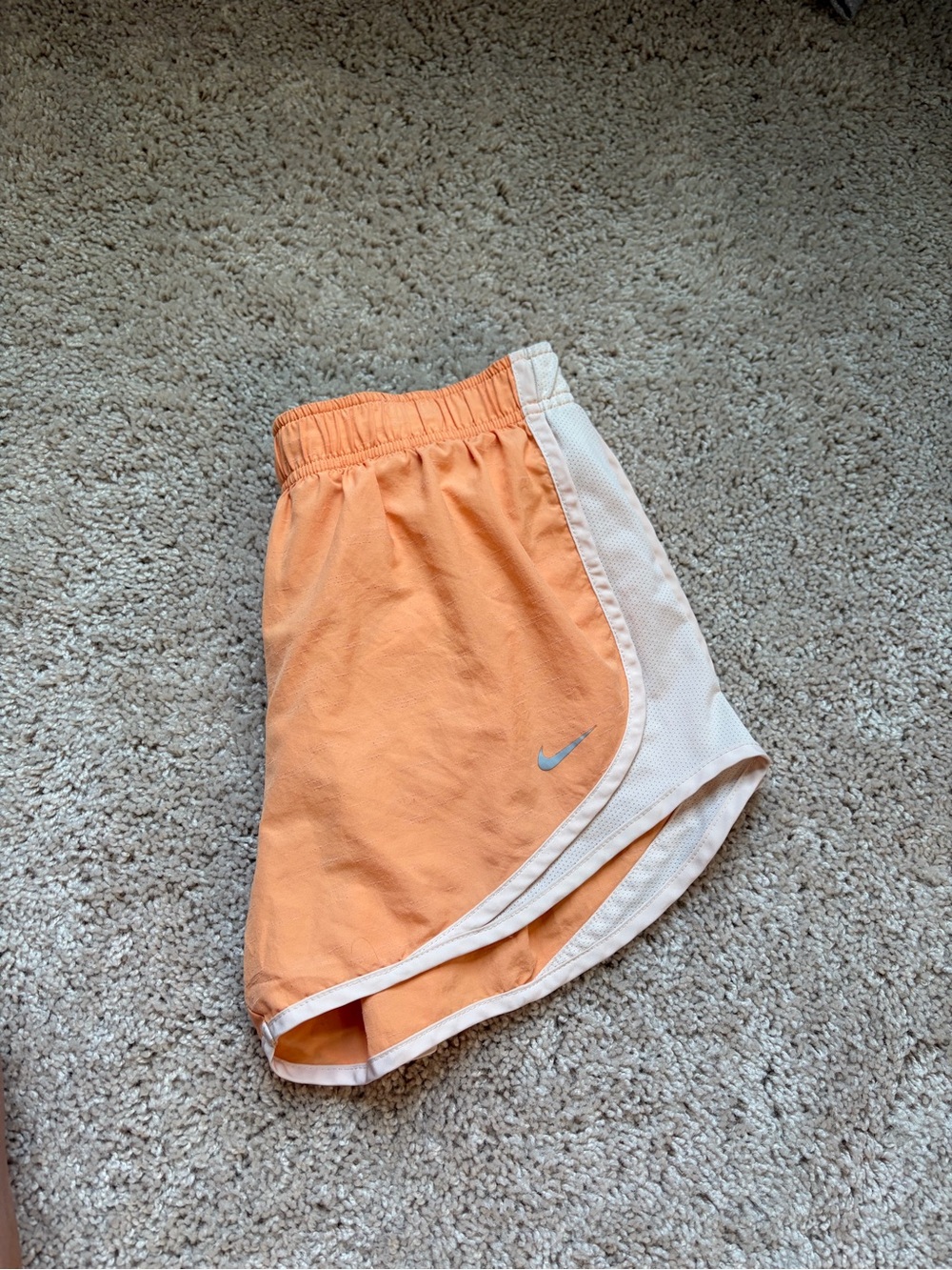 Nike Women's Peach Athletic Shorts with White Trim
